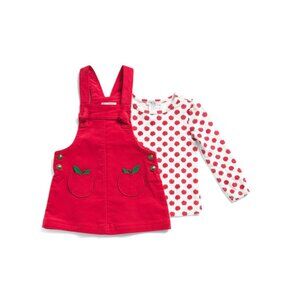 MAX STUDIO Red Infant Girls 2pc Top And Corduroy Jumper Dress Set